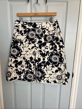 Merona Black & White Floral A-Line Skirt